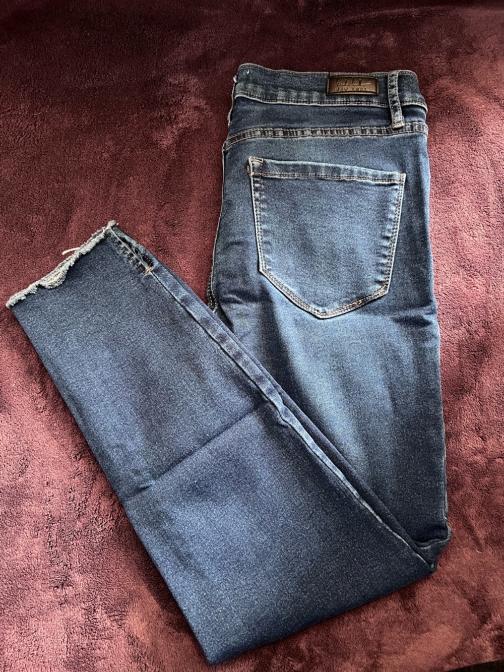 Nicole Miller Dark Wash Frayed Ankle Jeans